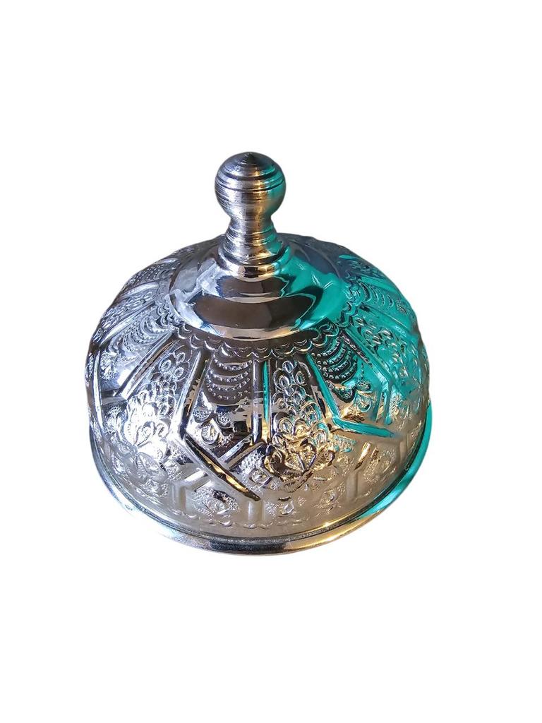 Handgefertigte marokkanische Zuckerdose aus versilbertem Metall – Eleganz und traditionelle Handwerkskunst