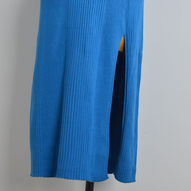 Fashion Style Sexy Stylish Oblique Shoulder Knitting Vest Dress Women's Clothing Spring Summer Slim-Fit Slimming Slit Long Dress