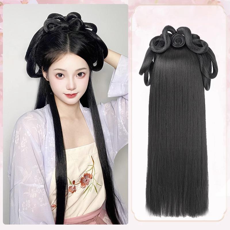 

Китайський Традиційний Стародавній Перука Жіночий Перуки Ханфу Головний Убір Фотографія Танцювальний Аксесуар Перуки Для Жінок Інтегрований Пучок Волосся