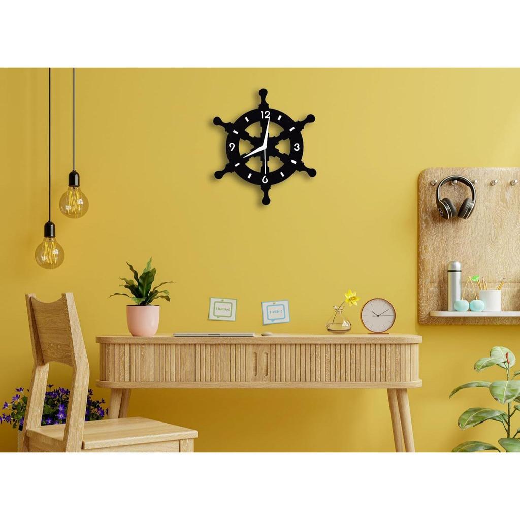 Ship Wheel Shape Metallic Analog Wall Clock for Home, Office, Living Room, Bedroom, Kids Room and Kitchen | Stylish Latest Home Decor |