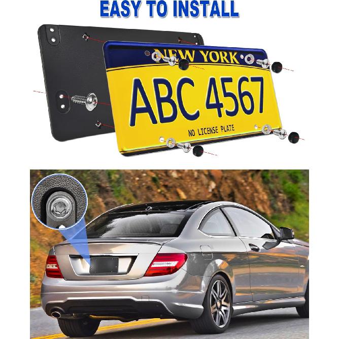 Rear License Plate Holder Bracket for Mercedes-Benz 2007-, Back Bumper Tailgate Trunk Car Tag Frame Mounting Kit, Replaces: 1698170211, A0008101711