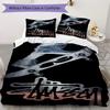Skateboard Sneaker Street Logo 3Pcs Bedding Set, Retro Skate Culture Duvet Cover & 2 Pillowcases