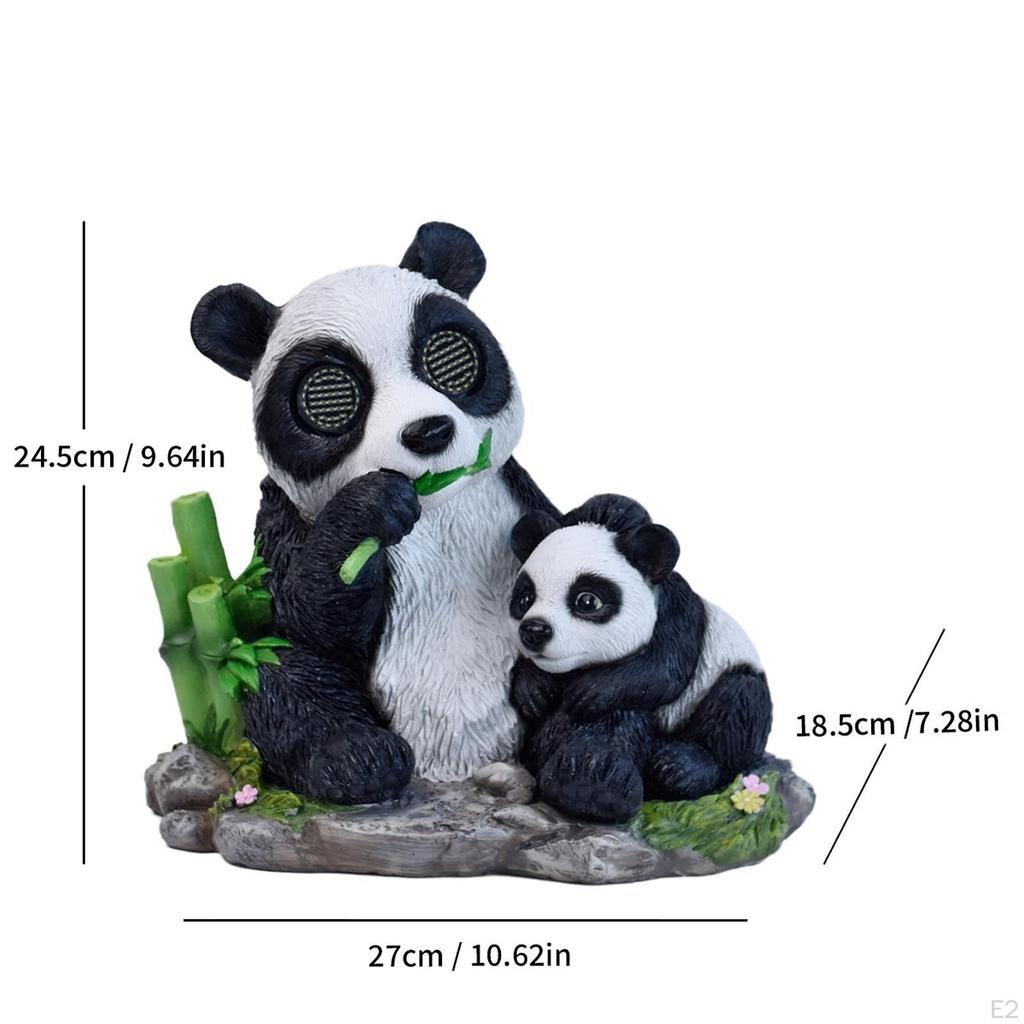Garden Panda Solar Light Statue Animal Figurine, Decor, Decorative, with Realistic Eye Movement,