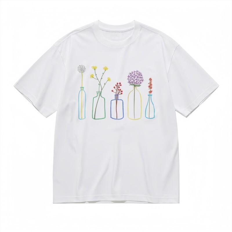 

Women s Breathable Classic T-Shirt Multicolor Vase with Dandelion Design Tee 2XL