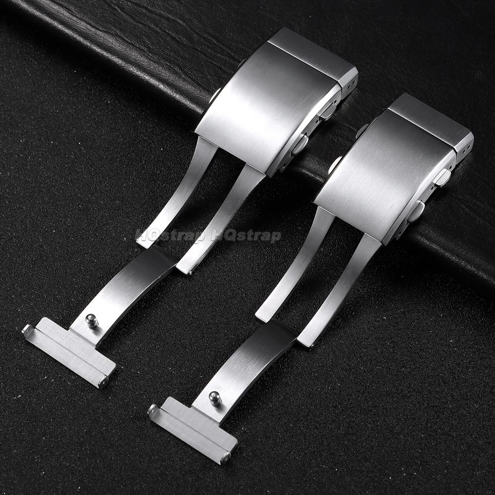 18 20mm 22mm 316L Solid Stainless Steel Watch Clasp Luxury Extendable Adjustable Folding Buckle Brushed Metal Clasp Accessories