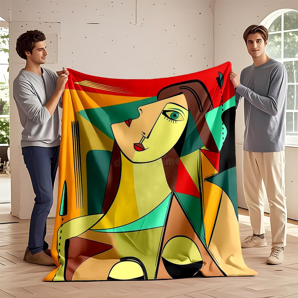 Abstract Picasso Style Female Portrait Blanket Flannel blanket for bedroom, living room, sofa, and nap sofas.