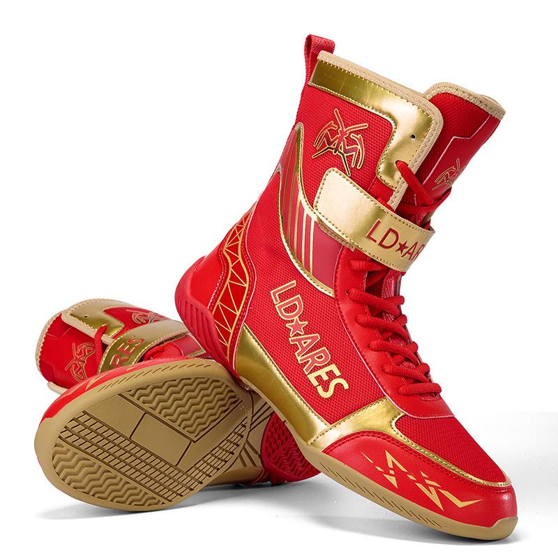 Professional Boxing Shoes, High-top Sanda Fighting Training Shoes, Non-slip, Breathable and Wear-resistant, Special for Muay Thai Fighting