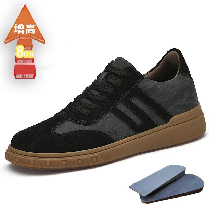 

Увеличение роста СМ ретро универсальные кожаные полосатые туфли на платформе повседневные спортивные кеды Xiaobai дышащие черно-белые мужские туфли 44