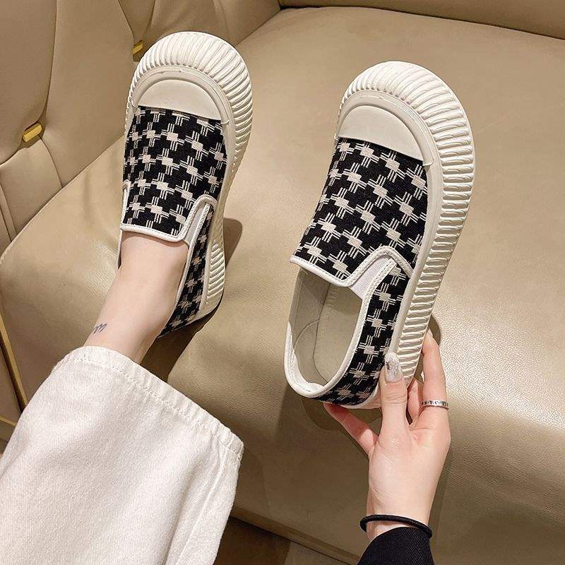 Canvas shoes women's single shoes spring and autumn Korean version casual one-pedal lazy shoes student shoes women