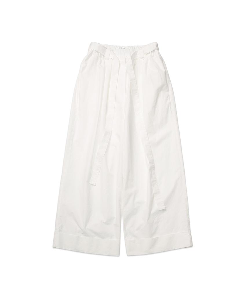 COTTON BELL Belt Cuff Wide Pants - White