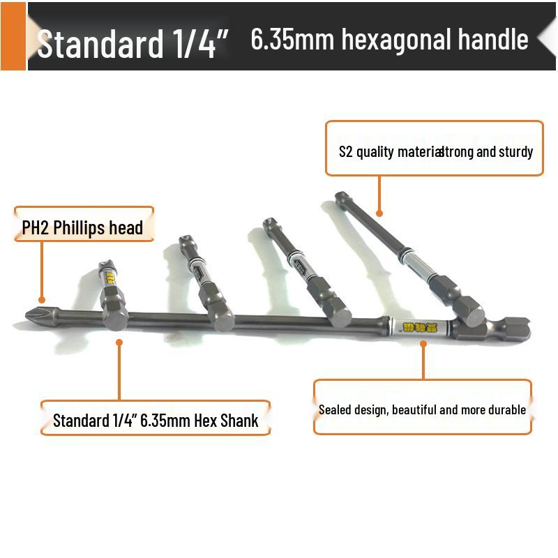 Nunchucks D2 Series Magnetic Alloy Steel Phillips Drill Bit - High Hardness & Impact Resistant