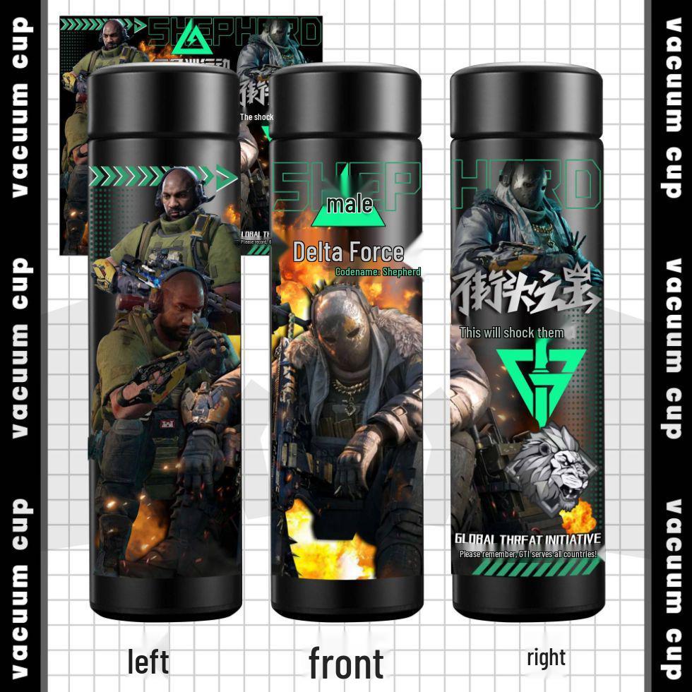 Delta Weilong Red Wolf Smart Thermos Cup - Stainless Steel, Large Capacity, Temperature Display, Stylish Design, Ideal for Students Classic (500ml)