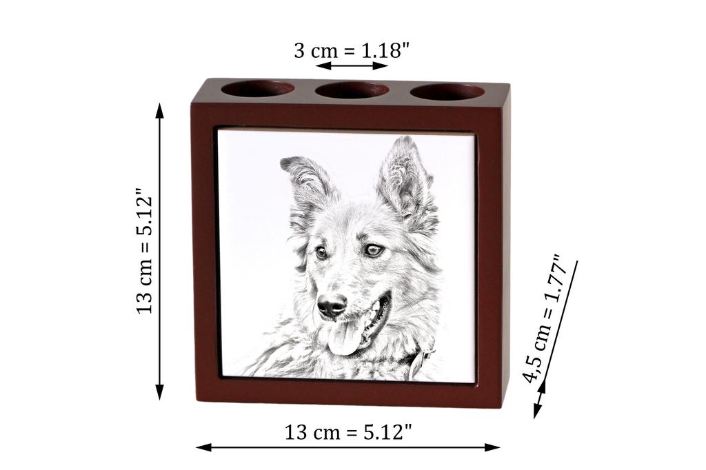 Basque Shepherd Dog, Basque Sheepdog – Pen holder with a dog, desk organizer with a print | Art-Dog
