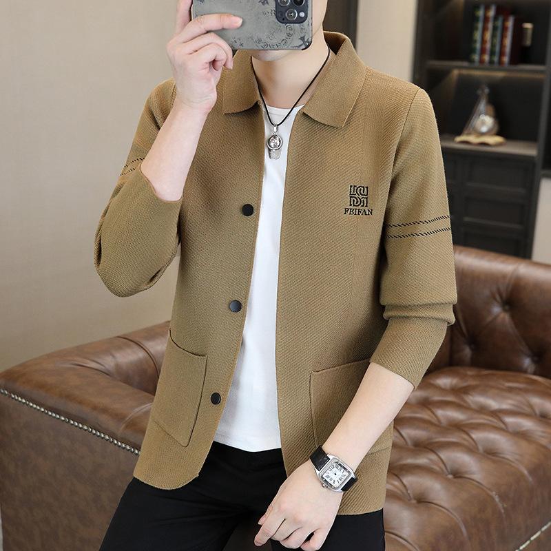 

Мужской вязаный кардиган-свитер-куртка, лидер продаж, модный свитер-нитка, мужская одежда 4xl хаки