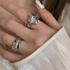 Silver Artistic S925 Open Ring With Unique Twisted Design And Delightful Heart Shaped Zirconia Pink