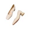 French satin apricot professional high heels spring new square head light mouth thick heel single shoes