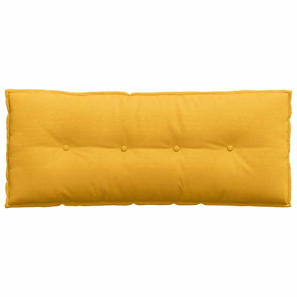 Back Cushion Light Yellow 120 x 50 cm Corduroy Fabric
