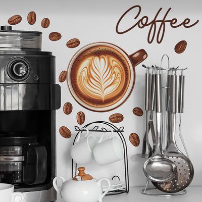 Simple Coffee Cup Coffee Bean Cafe Atmosphere Beautify Decorative Wall Stickers Self-adhesive