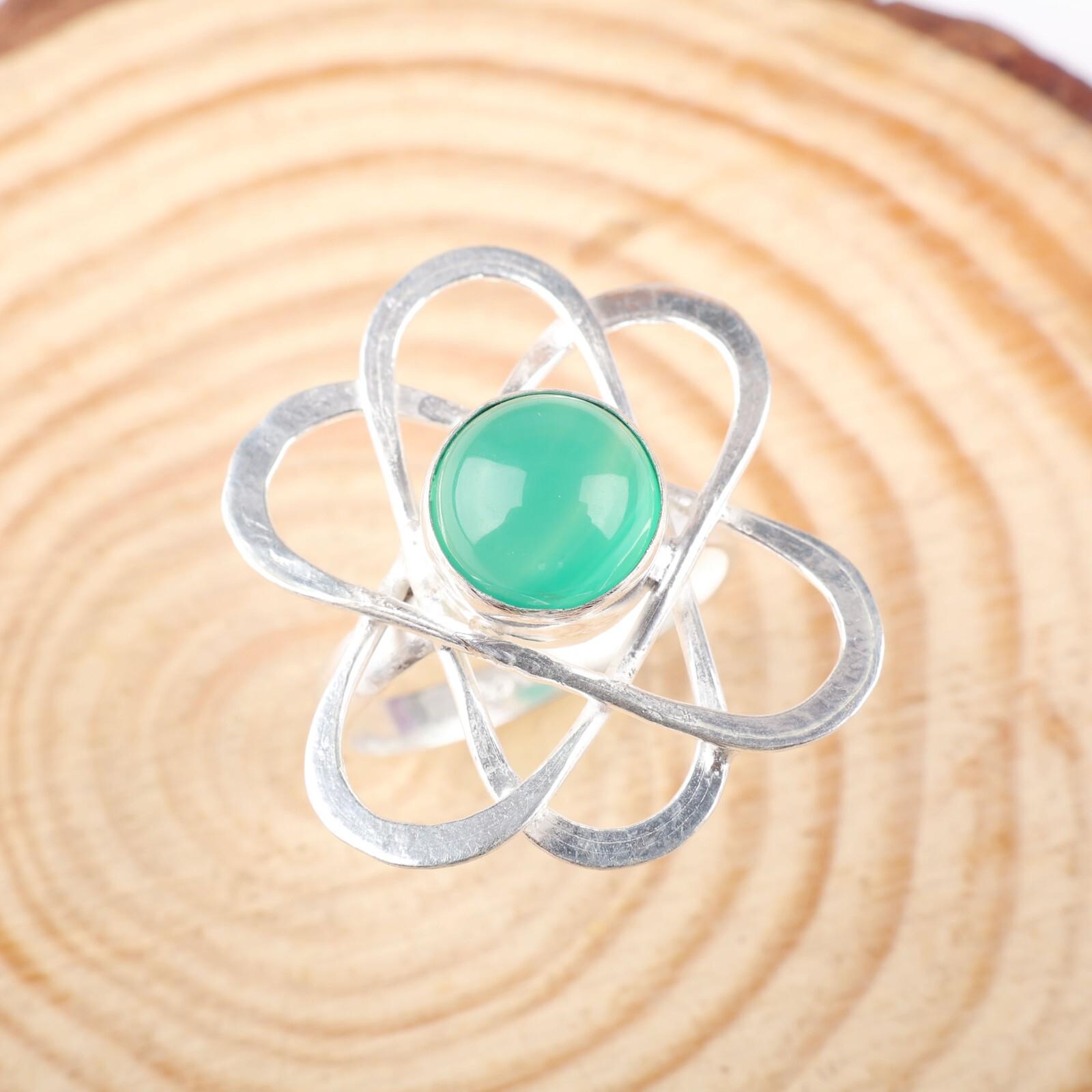 

Натуральный зеленый оникс кабошон драгоценный камень 925 стерлинговое серебро ювелирные изделия ручной работы женское кольцо RR-21-27 13