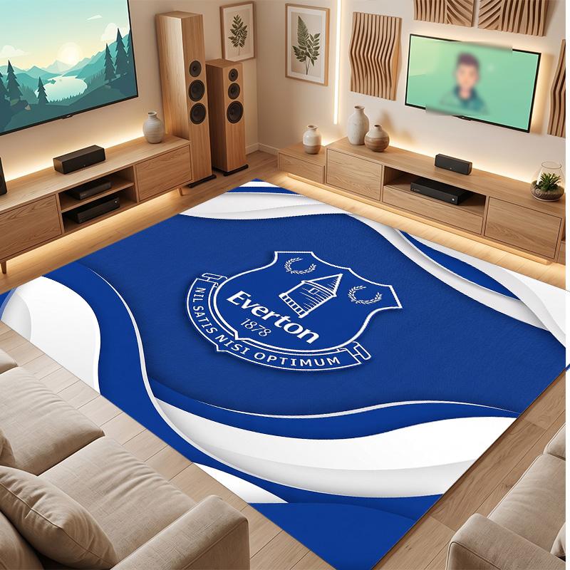 Tappeto in Velluto di Cristallo con Stampa Calcio Everton, Comodo Assorbente d'Acqua Antiscivolo Tappeto per Pavimenti Interni