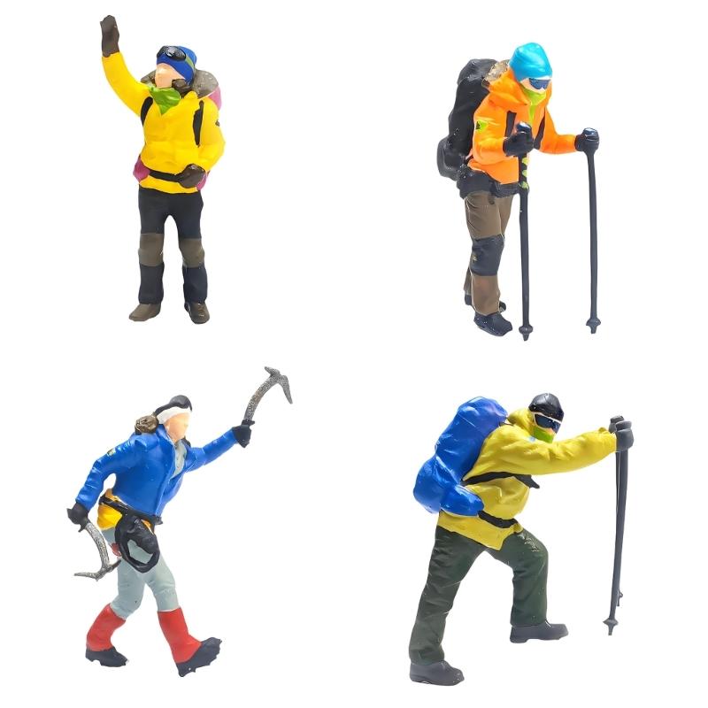 Realistic Hiking People Figure Model 1:64 Scale Hand Painted Miniature Figures for Dioramas Props,Photography Collectors