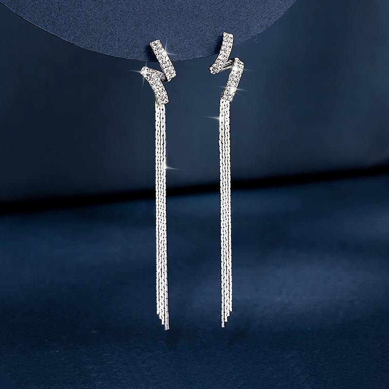 S925 Sterling Silver Long Tassel Earrings for Women - New 2025 Trend, Elegant & Luxurious Design.
