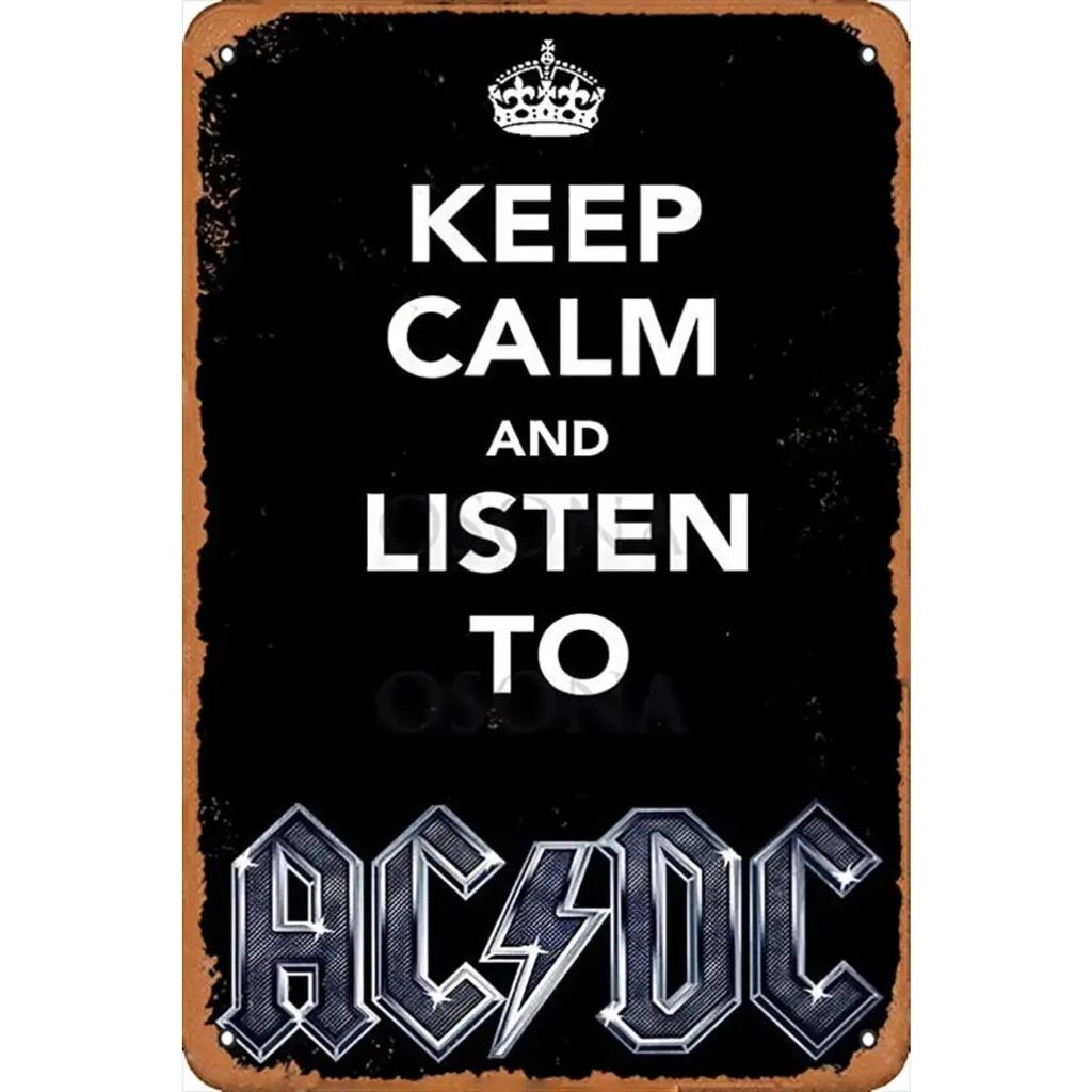 AC DC Vintage Heavy Metal Music Cool Classic Rock Band Metal Tin Sign for Home Restaurant Cafe Bar Art Wall Decoration Gifts