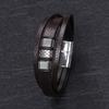 Trendy Multi-Layer Woven Leather Rope Bracelet with Stainless Steel