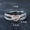 Simple Female White Zircon Stone Ring Rose Gold Silver Color Heart Engagement Bride Wedding  For Women