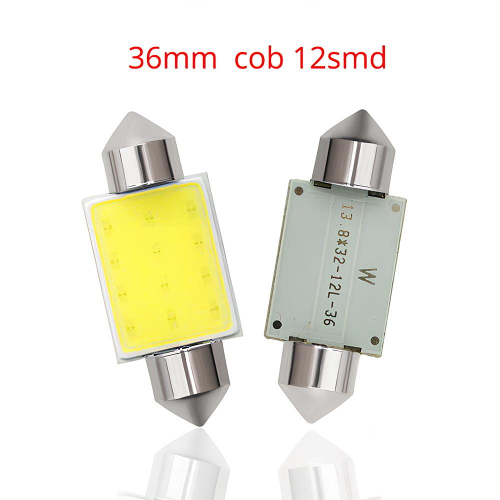 

2 шт. Белый Cob 12Led Festoon Dome Lights Лампа для чтения 31 мм 36 мм 39 мм 41 мм C5W C10W Авто Светодиодная лампа для двери заднего хода Лампы на багажник DC 12V 2PCS 12SMD 36mm White