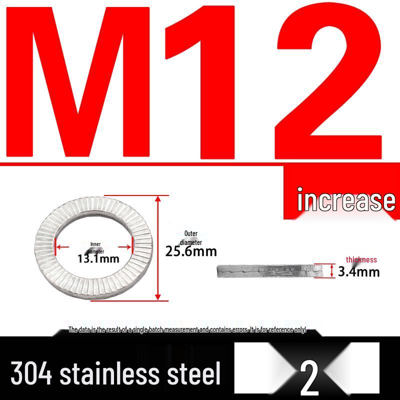 Double-Stacked Interlocking Toothed Anti-Slip Lock Washer 304 Stainless Steel DIN25201