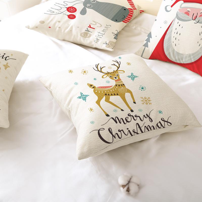 Home Polyester Pillow Cover Cartoon Digital Print Christmas Cushion Cover Living Room Sofa Cushion Cover