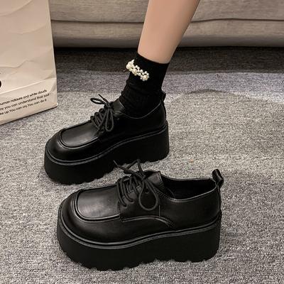 Fashion New Wear Resistant Outdoors 2024 High Quality Solid Color Shoes for Women Lace-up Thick Sole Female Shoes Zapatos Para Mujeres