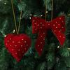 Christmas Tree Pendant Heart-shaped Christmas Ornament Velvet Christmas Tree Ornaments Rustic Wreath for Farmhouse for Window