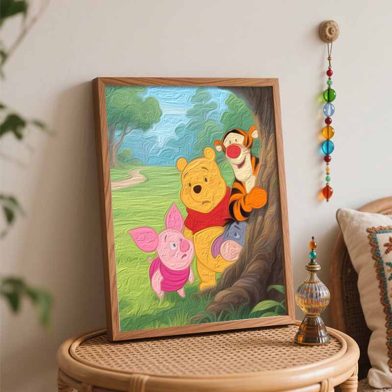 Disney Oil Painting Kit Painting Art Poohbear Bedroom Wall Decoration Handmade Diy Gift Artcrafts