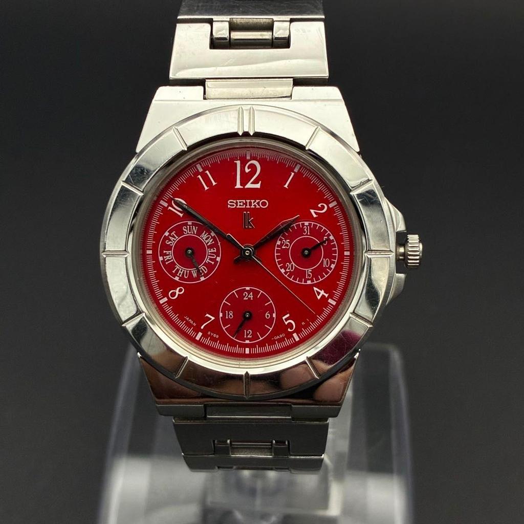 Used [Working/New Battery] SEIKO LUKIA 5Y89-0B30 Red Dial Wristwatch