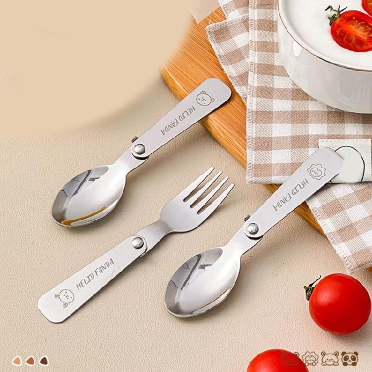 Ensemble cuillère fourchette en métal Portable Pliant Pique-niques Couverts Léger Vaisselle Ustensiles de voyage avec boîte de rangement Durable