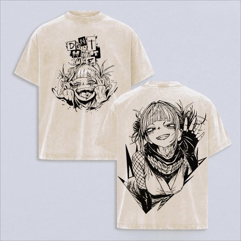 My Hero Academia Anime T-shirt Toga Himiko Vintage Y2k Washed Oversized T Shirt Summer Short Sleeve Cotton Tee Tops Men Clothing