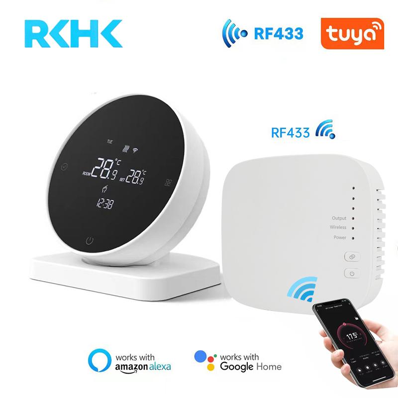 DE Stock Smart Home System Smart Thermostat Tuya RF433 Control Gas Boiler Heating Panel with RF Receiver Hub Support Google Home