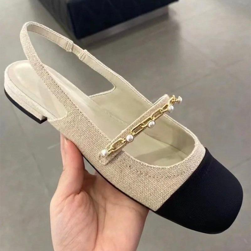 

Summer Mix Color Sandals Slingback Women Flat Mules Shoes Female Casual Slip on Flat Heel Mary Jane Shoes Zapatos Mujer 35 бежевый