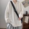 Autumn Korean Streetwear T Shirt Men Fashion Hip Hop Baggy Casual  Solid Color Loose Long Sleeve Tees