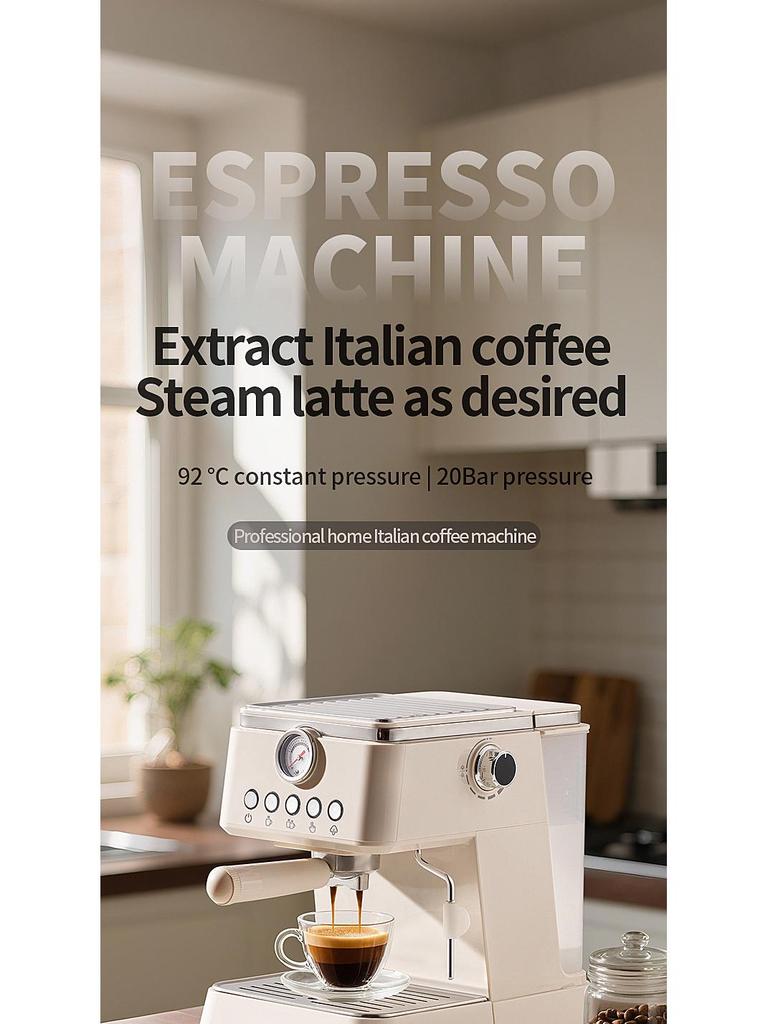 Macchina da Caffè Espresso Italiana Semiautomatica Transfrontaliera con Estrazione ad Alta Pressione e Montalatte Integrato