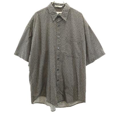 PERRY ELLIS Overall Handle Short Sleeve Cotton Shirt XL Black Men's Used