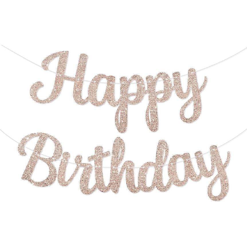 Happy Birthday Banner Pre-strung No DIY Glitter Birthday Party Banner Sign Wall Decor Door Banners for Men Women Boys Girls Party Backdrop