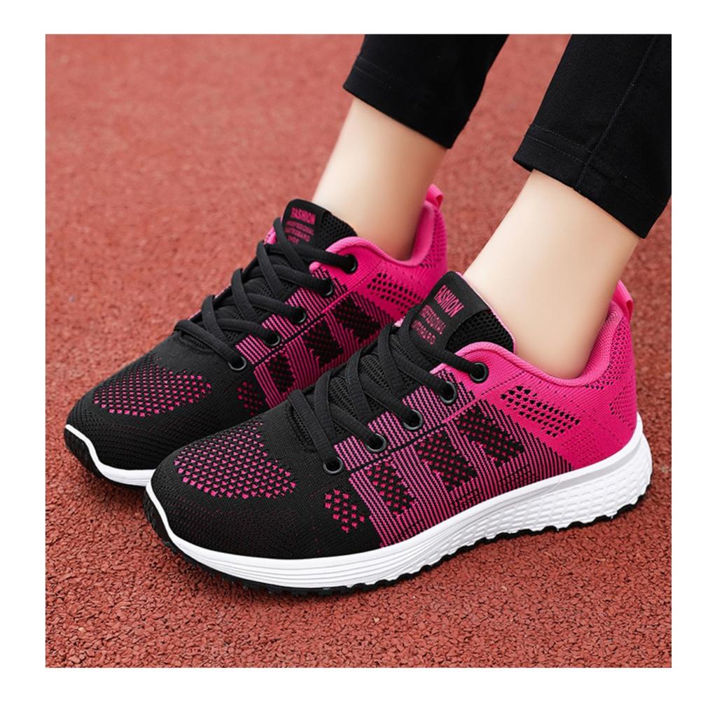 Schuhe Damen neue einfarbige Schuhe Lässig Studenten Atmungsaktiv bequem Fly-Woven Sneaker