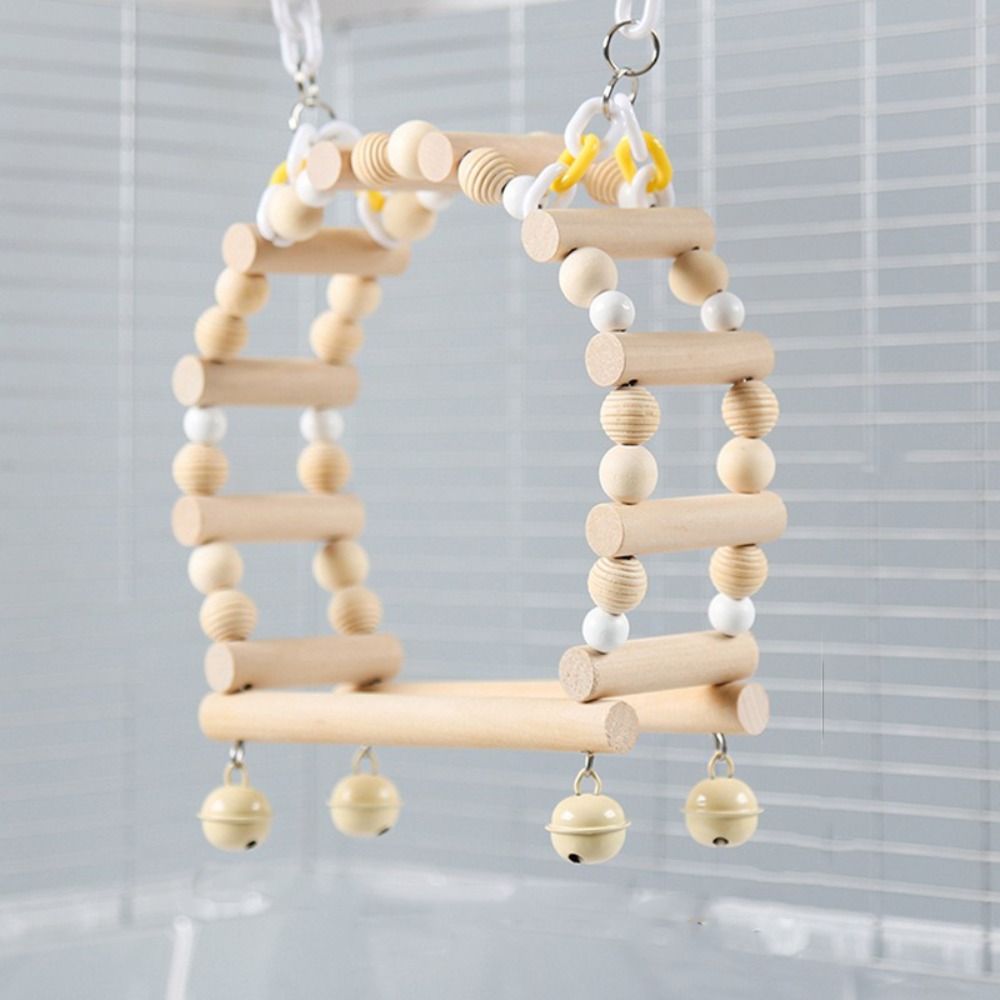 Holzpapageien Sitzstangen Spielzeug Verschleißfeste Vogelkletterleiter Vogelkäfig Schaukel Krallen Schleifen