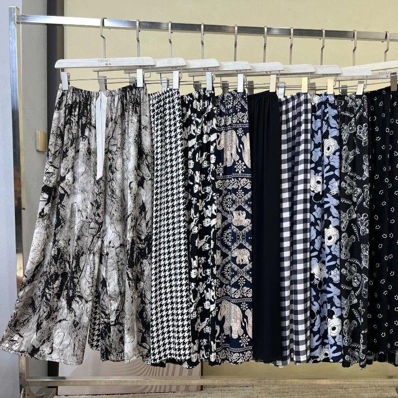 Summer Thin Cotton Rayon Ultra-Light Puff Wide Leg Ankle Pants for Women  Home Pants Plus Size Artificial Cotton Pants