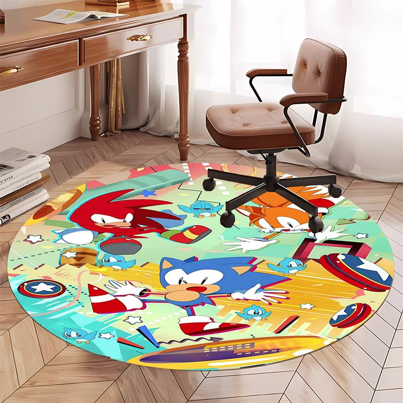 Runder Sonic-Teppich Teppich Stuhlteppich Bereichsteppich Eingang Fußmatten, für Bürostuhl Wohnzimmer Schlafzimmer Küche.