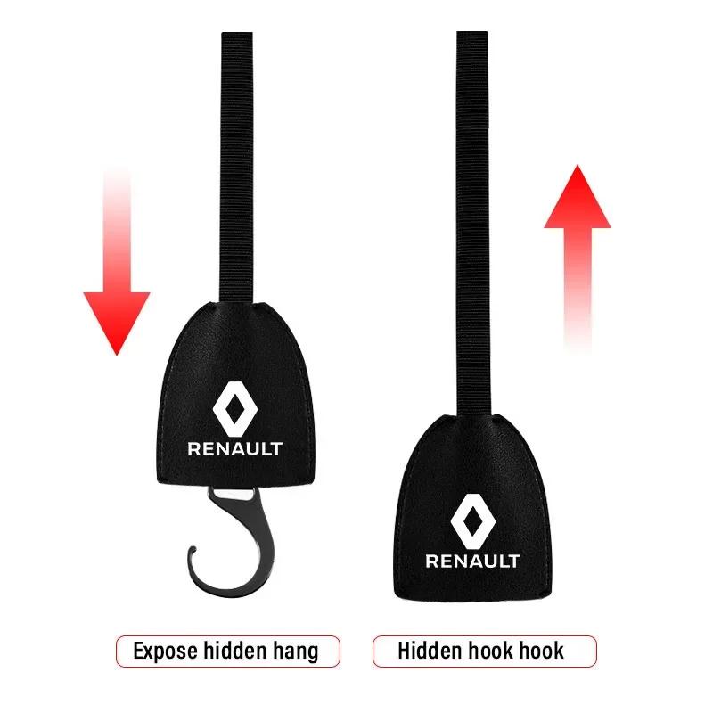 Car Seat Back Storage Hooks Portable Car Headrest Hook Emblem For Renault Megane 3 2 4 CC Clio 4 Koleos Clio Laguna 2 3 Duster R888