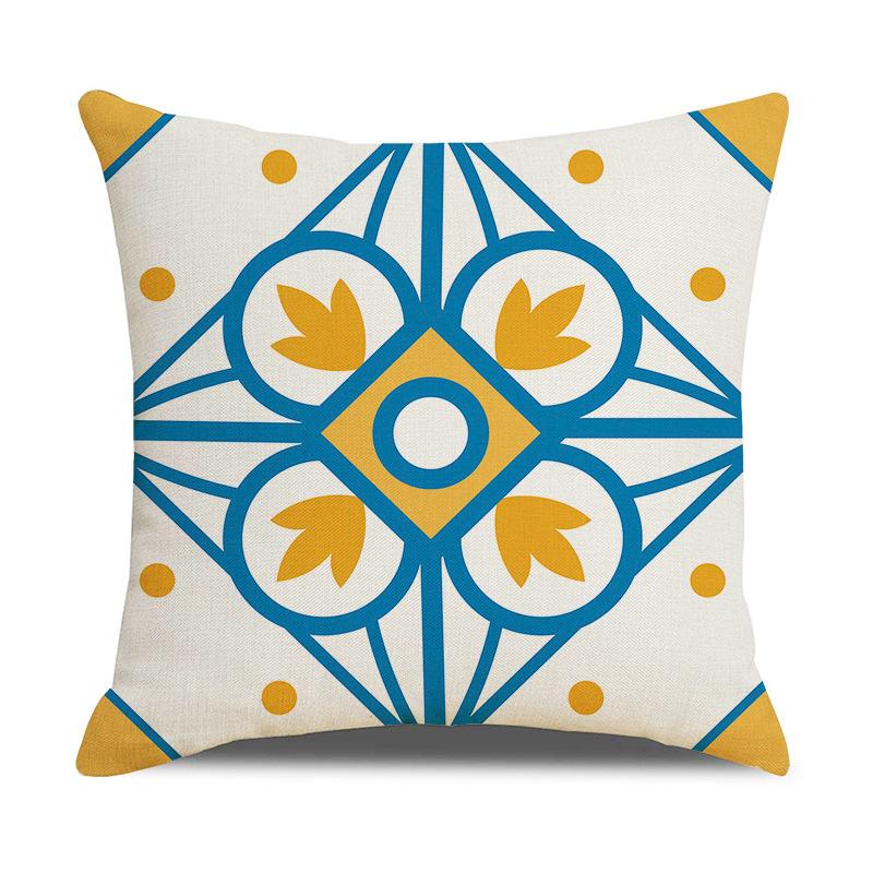 

Nordic Yellow Ethnic Style Geometric Linen Cotton Linen Cushion Cover Sofa Car Interior Decoration Bedside Backrest Pillow Ins 45*45cm